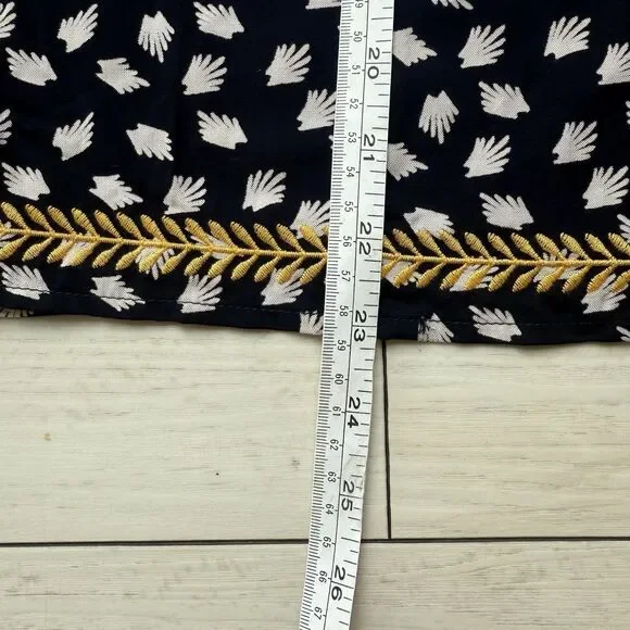 THML Navy Blue Women’s Small Silvano Embroidered Yellow Boho Tank Top Tassels - Picture 9 of 9